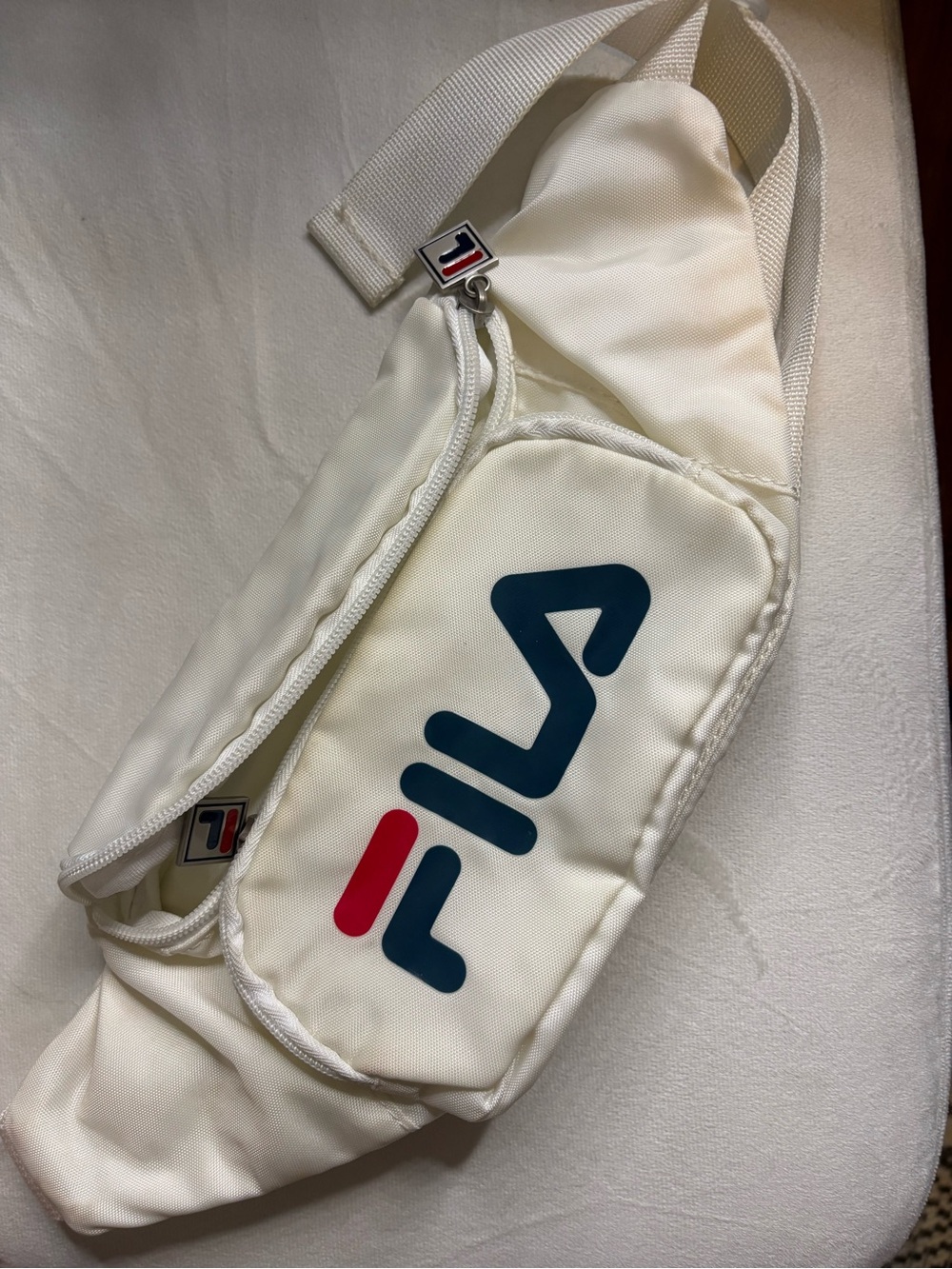 Vintage FILA white Logo Belt Bag with Navy and Red Accents